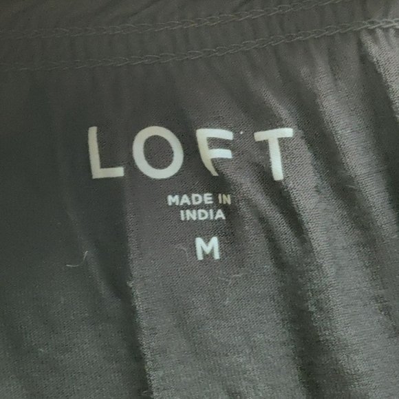 Loft Size M Black Contrasting Sheer Peasant Blouse Off Shoulder Flared Sleeves - Picture 3 of 12